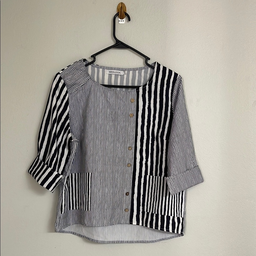 Striped Black and White Women's Top